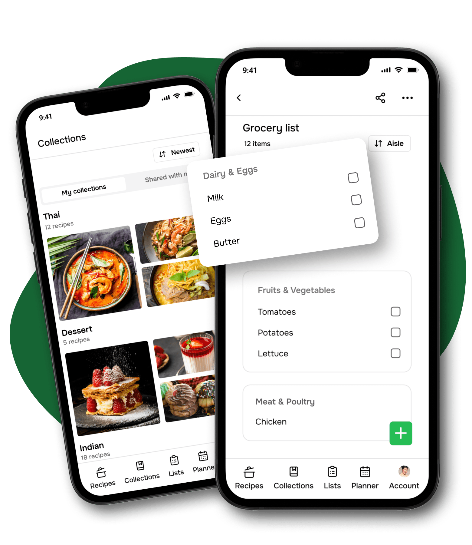 Sample of a grocery list on the Flavorish app.